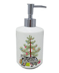 European Shorthair Cat Christmas Ceramic Soap Dispenser , Empty Refillable Hand Soap Pump Bottle for Bathroom Kitchen
