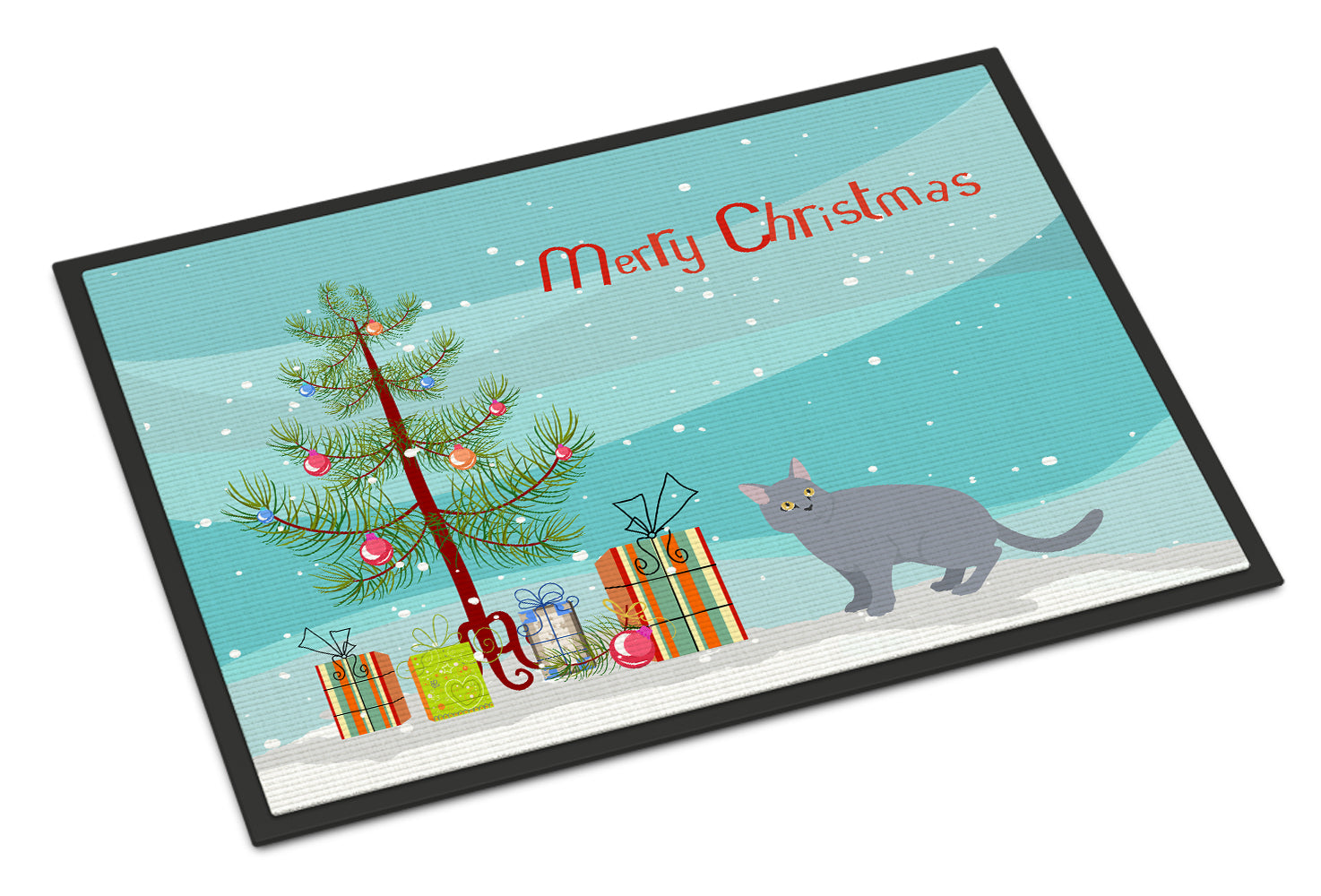 European Shorthair Cat Christmas Doormat Indoor Outdoor 18H X 27W Front Door Mat Rugs for Entryway, Non Slip Washable