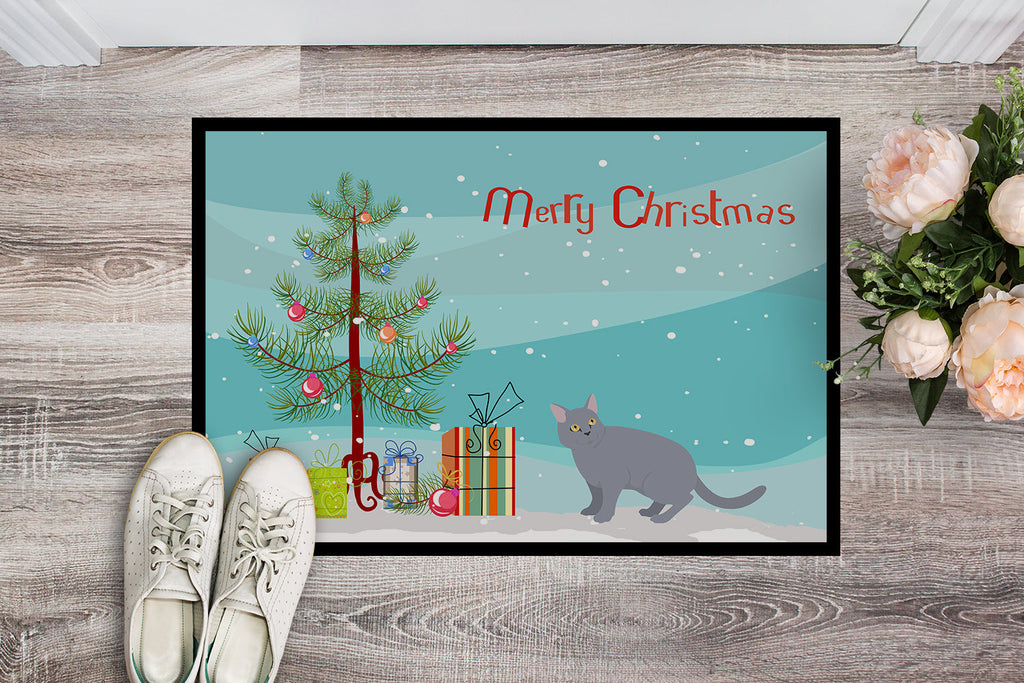 European Shorthair Cat Christmas Doormat Indoor Outdoor 18H X 27W Front Door Mat Rugs for Entryway, Non Slip Washable