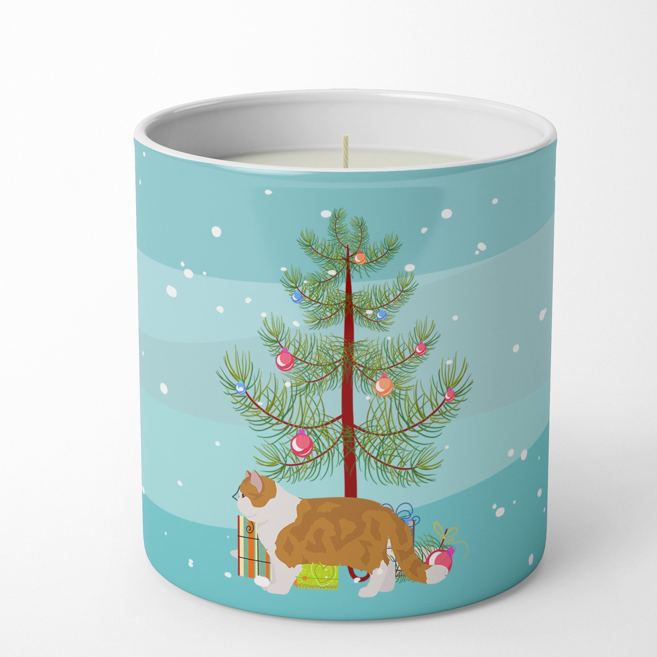Exotic Shorthair Cat Christmas Decorative Soy Candle Nature Soy Wax Essential Oil Home Decor Ideal for Bedroom Kitchen Bath Office Gift, 10 oz