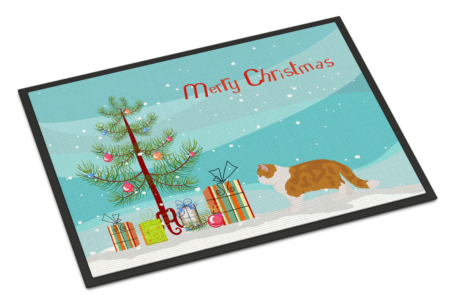 Exotic Shorthair Cat Christmas Doormat Indoor Outdoor 24H X 36W Front Door Mat Rugs for Entryway, Non Slip Washable Low Pile,