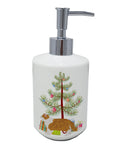 Exotic Shorthair Cat Christmas Ceramic Soap Dispenser , Empty Refillable Hand Soap Pump Bottle for Bathroom Kitchen