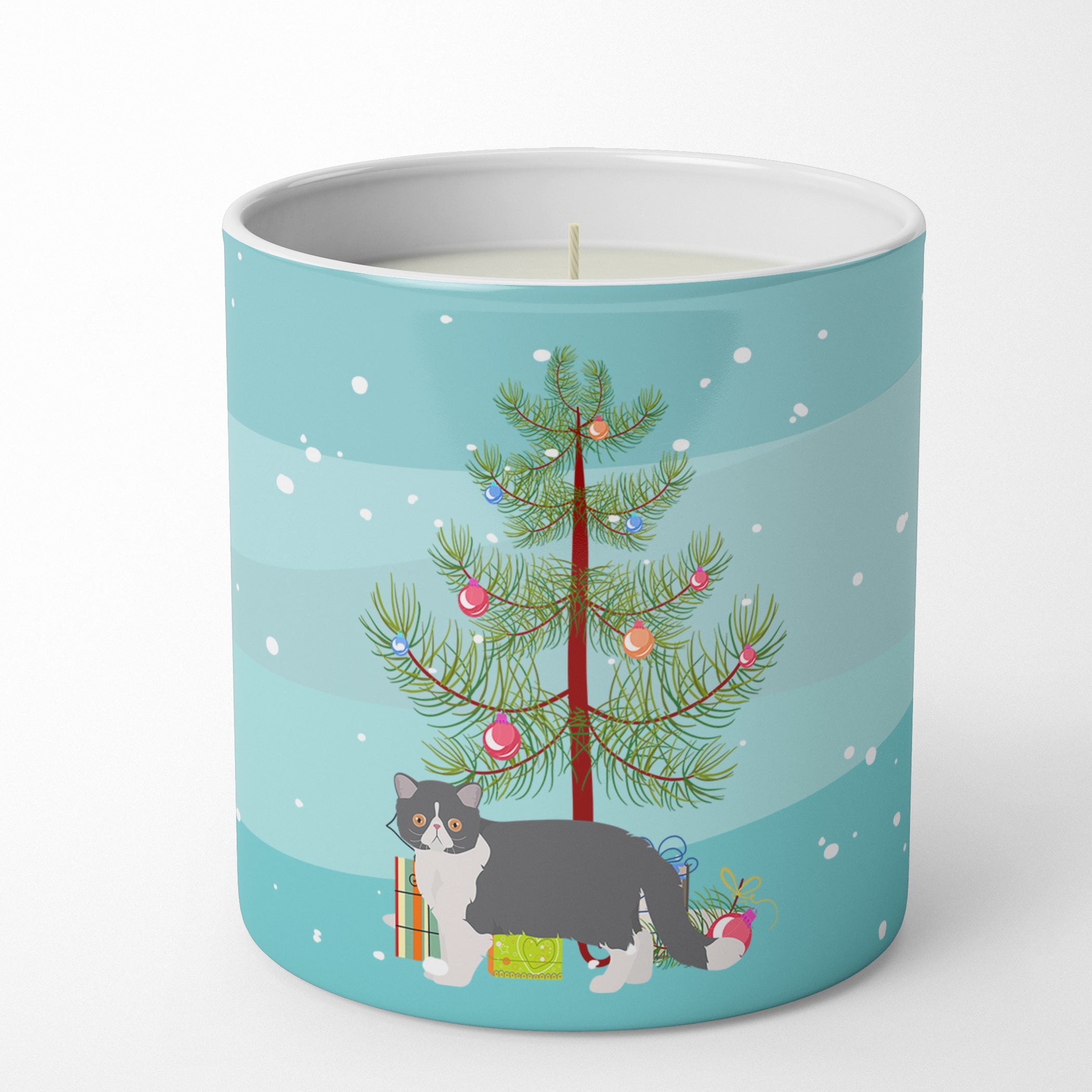 Exotic Shorthair Cat Christmas Decorative Soy Candle Nature Soy Wax Essential Oil Home Decor Ideal for Bedroom Kitchen Bath Office Gift, 10 oz