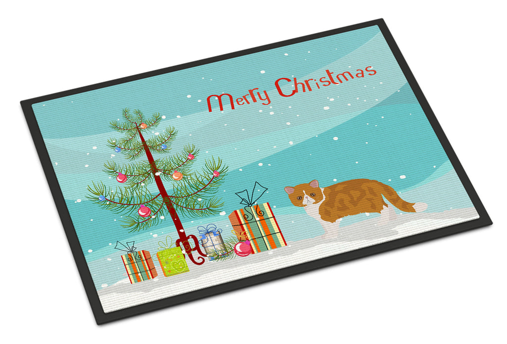 Exotic Shorthair Cat Christmas Doormat Indoor Outdoor 24H X 36W Front Door Mat Rugs for Entryway, Non Slip Washable Low Pile,