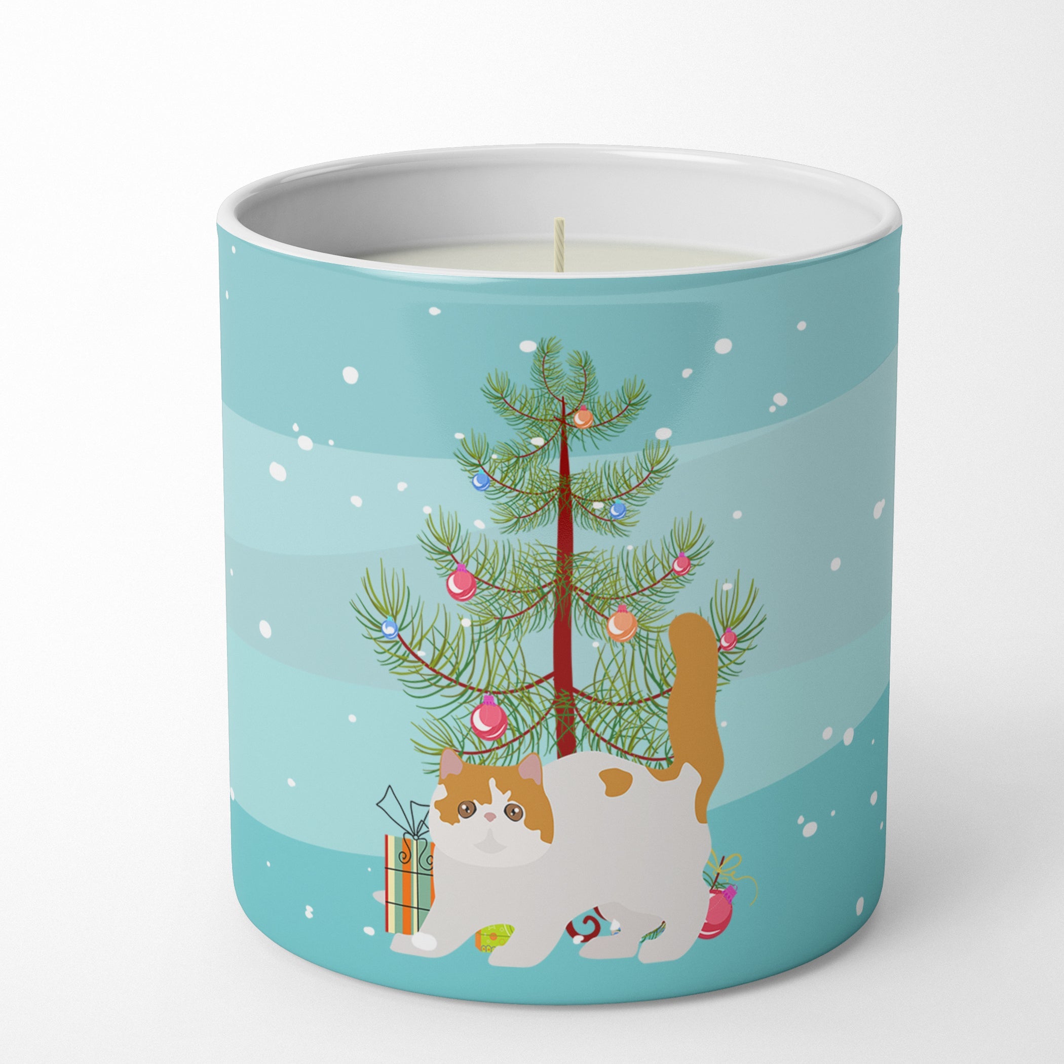 Exotic Shorthair Cat Christmas Decorative Soy Candle Nature Soy Wax Essential Oil Home Decor Ideal for Bedroom Kitchen Bath Office Gift, 10 oz