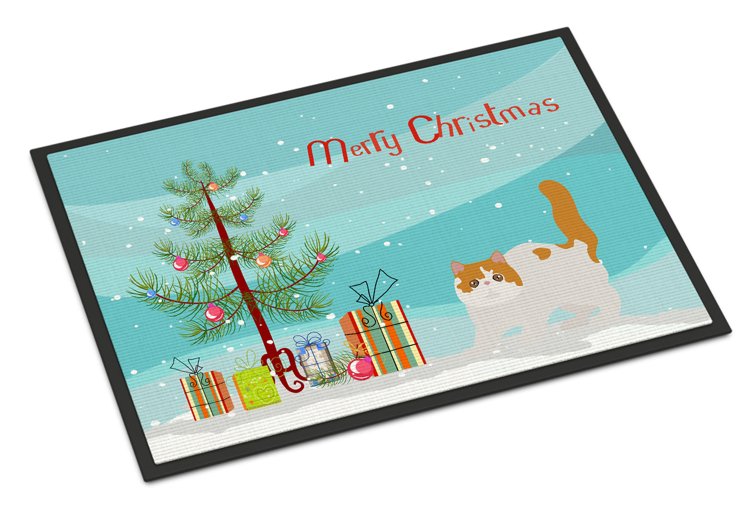 Exotic Shorthair Cat Christmas Doormat Indoor Outdoor 24H X 36W Front Door Mat Rugs for Entryway, Non Slip Washable Low Pile,
