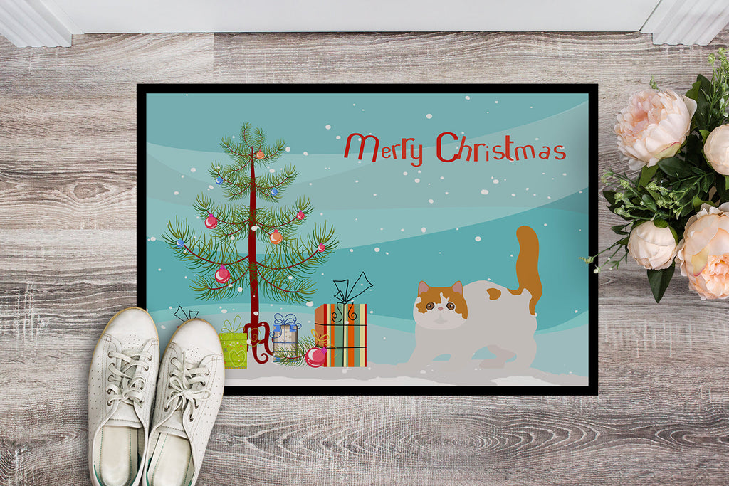 Exotic Shorthair Cat Christmas Doormat Indoor Outdoor 18H X 27W Front Door Mat Rugs for Entryway, Non Slip Washable