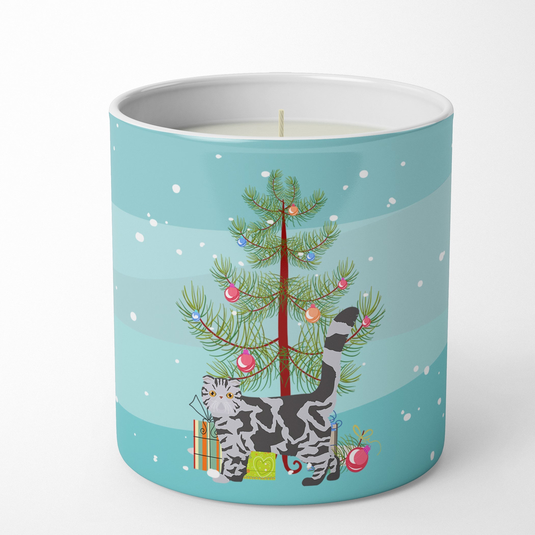Foldex Exotic Fold Cat Christmas Decorative Soy Candle Nature Soy Wax Essential Oil Home Decor Ideal for Bedroom Kitchen Bath Office Gift, 10 oz