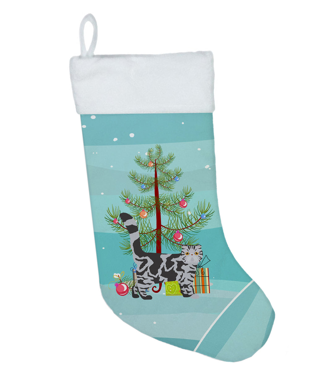 Foldex Exotic Fold Cat Christmas Holiday Stocking Double-Sided Print, Polyester Suede,11x18, Made in USA