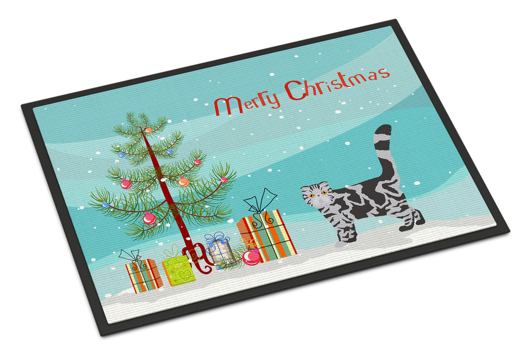 Foldex Exotic Fold Cat Christmas Doormat Indoor Outdoor 18H X 27W Front Door Mat Rugs for Entryway, Non Slip Washable
