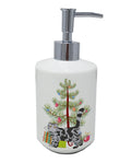 Foldex Exotic Fold Cat Christmas Ceramic Soap Dispenser , Empty Refillable Hand Soap Pump Bottle for Bathroom Kitchen