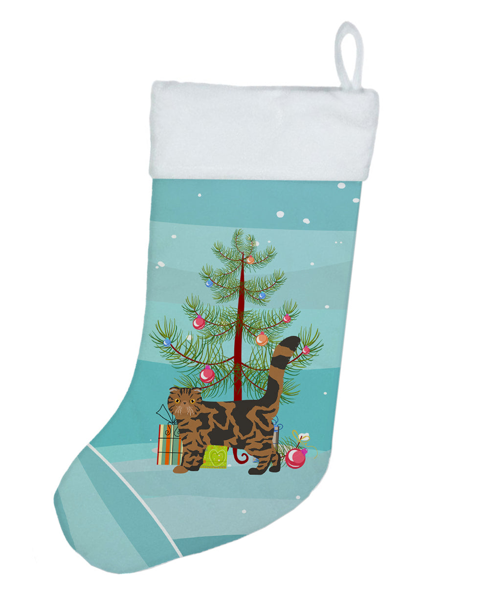 Foldex Exotic Fold Cat Christmas Holiday Stocking Double-Sided Print, Polyester Suede,11x18, Made in USA