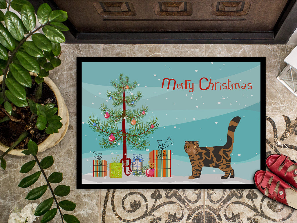 Foldex Exotic Fold Cat Christmas Doormat Indoor Outdoor 18H X 27W Front Door Mat Rugs for Entryway, Non Slip Washable
