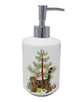 Foldex Exotic Fold Cat Christmas Ceramic Soap Dispenser , Empty Refillable Hand Soap Pump Bottle for Bathroom Kitchen