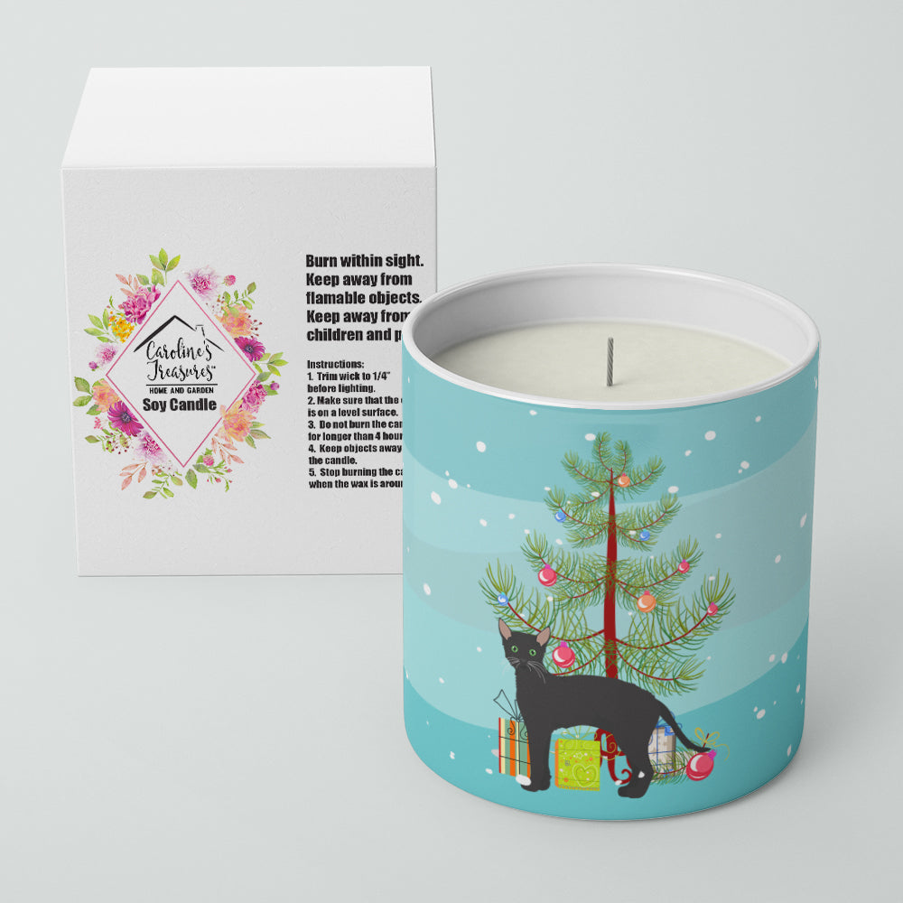 Black German Rex Cat Christmas Decorative Soy Candle Nature Soy Wax Essential Oil Home Decor Ideal for Bedroom Kitchen Bath Office Gift, 10 oz