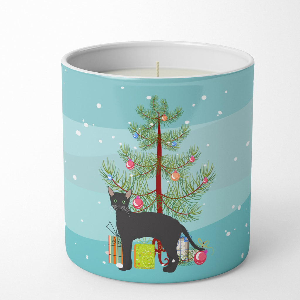 Black German Rex Cat Christmas Decorative Soy Candle Nature Soy Wax Essential Oil Home Decor Ideal for Bedroom Kitchen Bath Office Gift, 10 oz