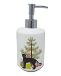 Black German Rex Cat Christmas Ceramic Soap Dispenser , Empty Refillable Hand Soap Pump Bottle for Bathroom Kitchen