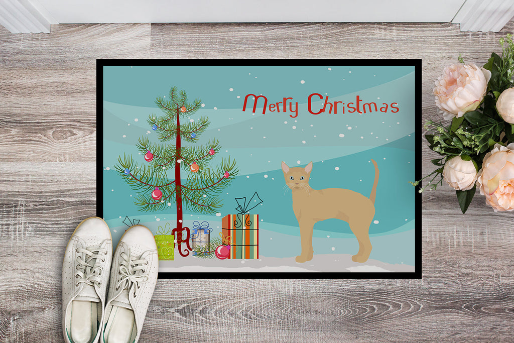 German Rex Cat Christmas Doormat Indoor Outdoor 24H X 36W Front Door Mat Rugs for Entryway, Non Slip Washable Low Pile,