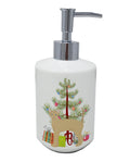 German Rex Cat Christmas Ceramic Soap Dispenser , Empty Refillable Hand Soap Pump Bottle for Bathroom Kitchen