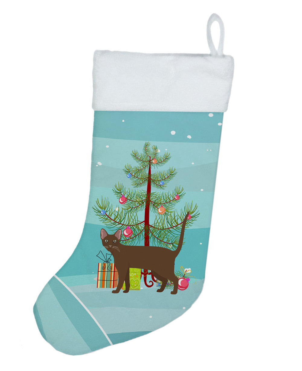 Havana Brown Cat Christmas Holiday Stocking Double-Sided Print, Polyester Suede,11x18, Made in USA