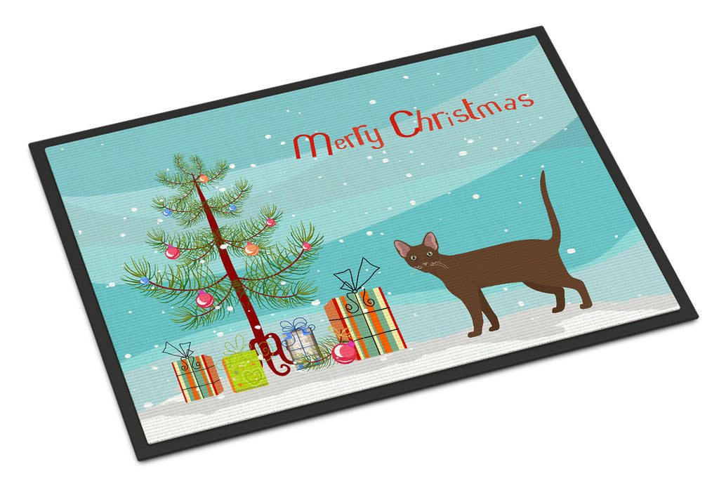 Havana Brown Cat Christmas Doormat Indoor Outdoor 24H X 36W Front Door Mat Rugs for Entryway, Non Slip Washable Low Pile,