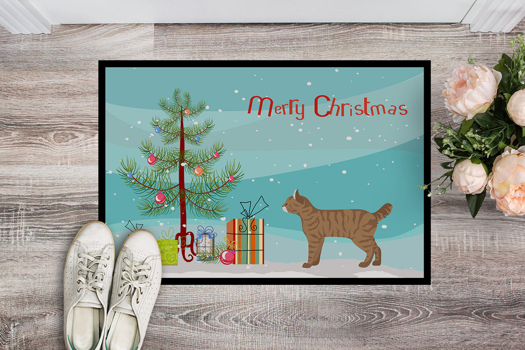 Highlander Lynx Cat Christmas Doormat Indoor Outdoor 24H X 36W Front Door Mat Rugs for Entryway, Non Slip Washable Low Pile,