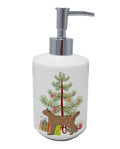 Highlander Lynx Cat Christmas Ceramic Soap Dispenser , Empty Refillable Hand Soap Pump Bottle for Bathroom Kitchen