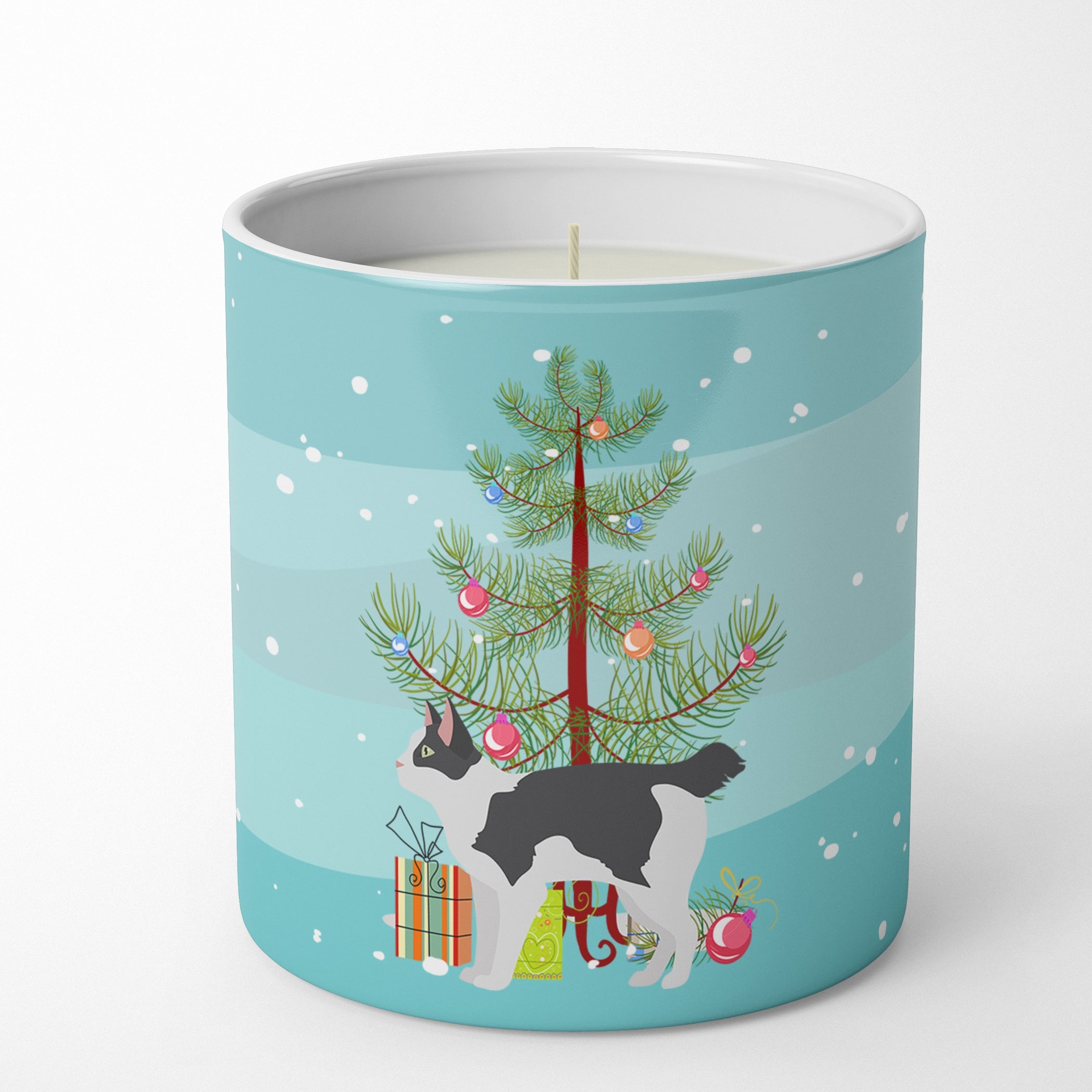Japanese Bobtail Cat Christmas Decorative Soy Candle Nature Soy Wax Essential Oil Home Decor Ideal for Bedroom Kitchen Bath Office Gift, 10 oz