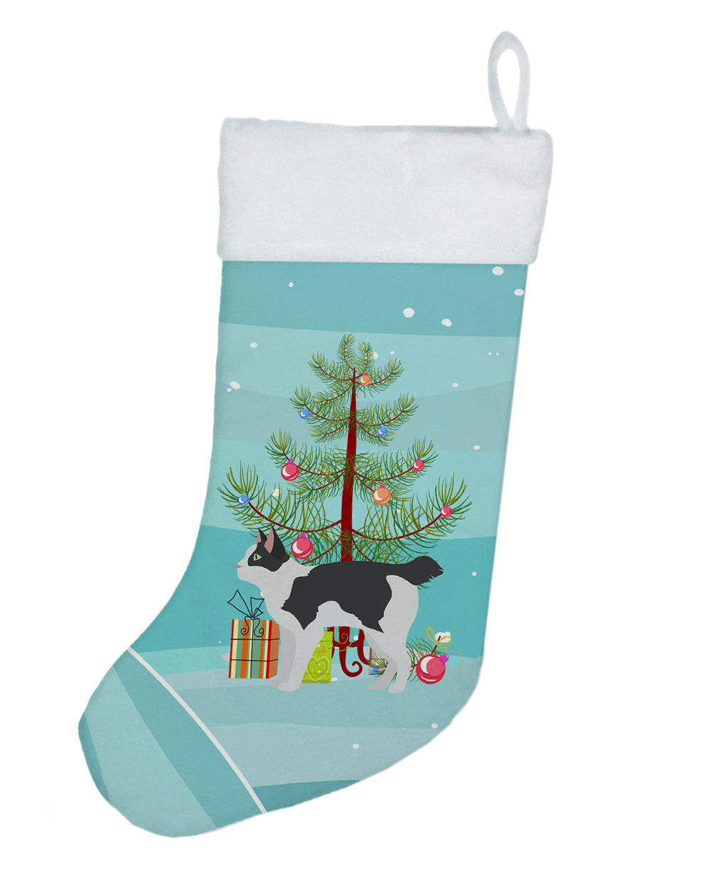 Japanese Bobtail Cat Christmas Holiday Stocking Double-Sided Print, Polyester Suede,11x18, Made in USA