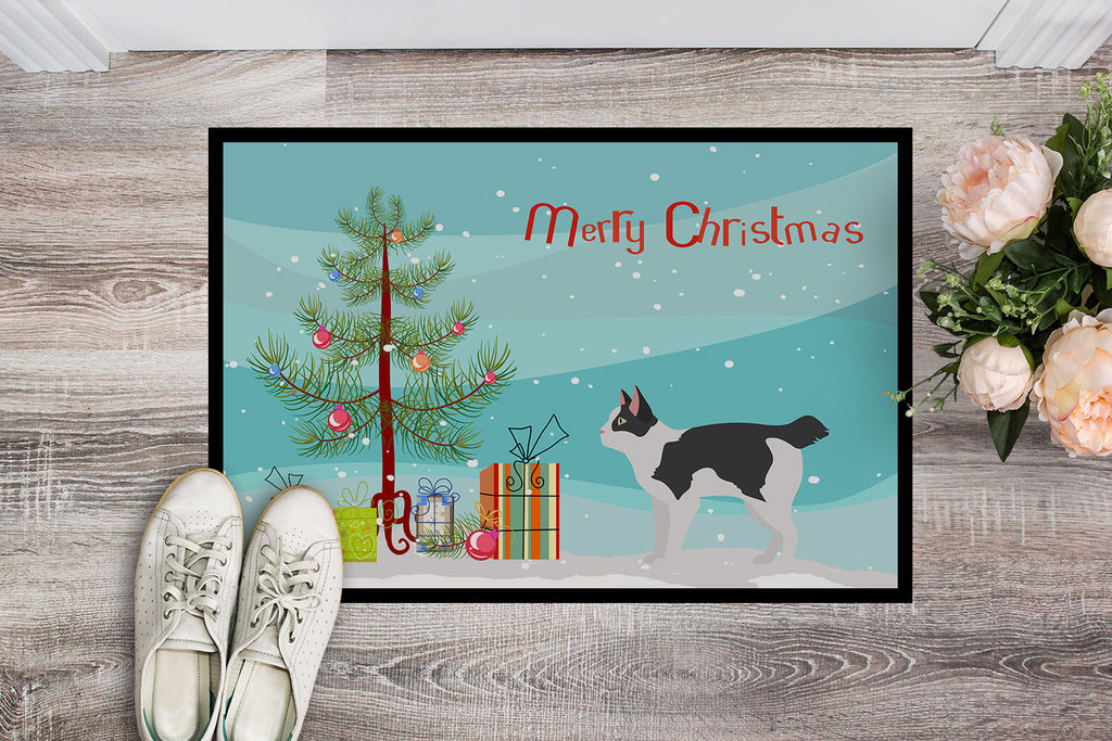 Japanese Bobtail Cat Christmas Doormat Indoor Outdoor 24H X 36W Front Door Mat Rugs for Entryway, Non Slip Washable Low Pile,