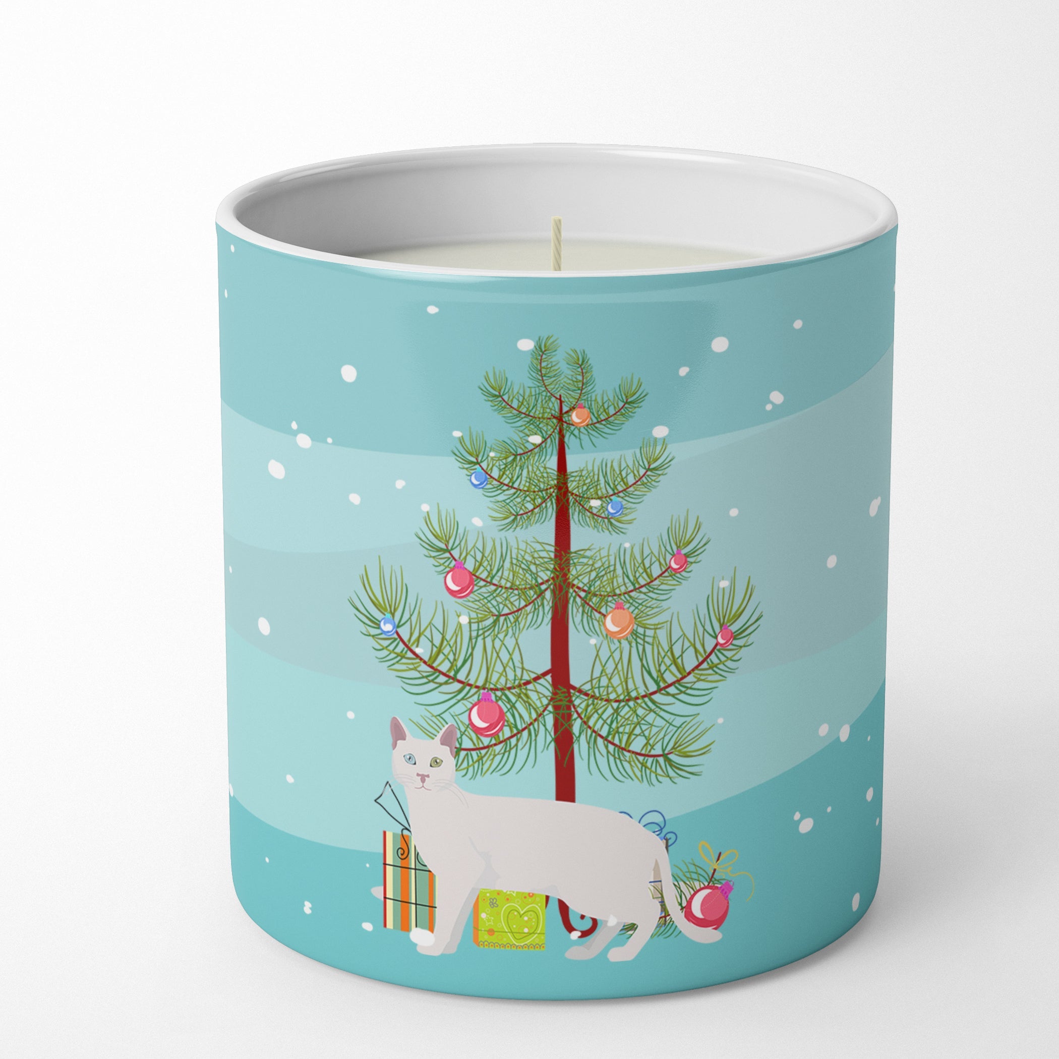 Khao Manee Cat Christmas Decorative Soy Candle Nature Soy Wax Essential Oil Home Decor Ideal for Bedroom Kitchen Bath Office Gift, 10 oz
