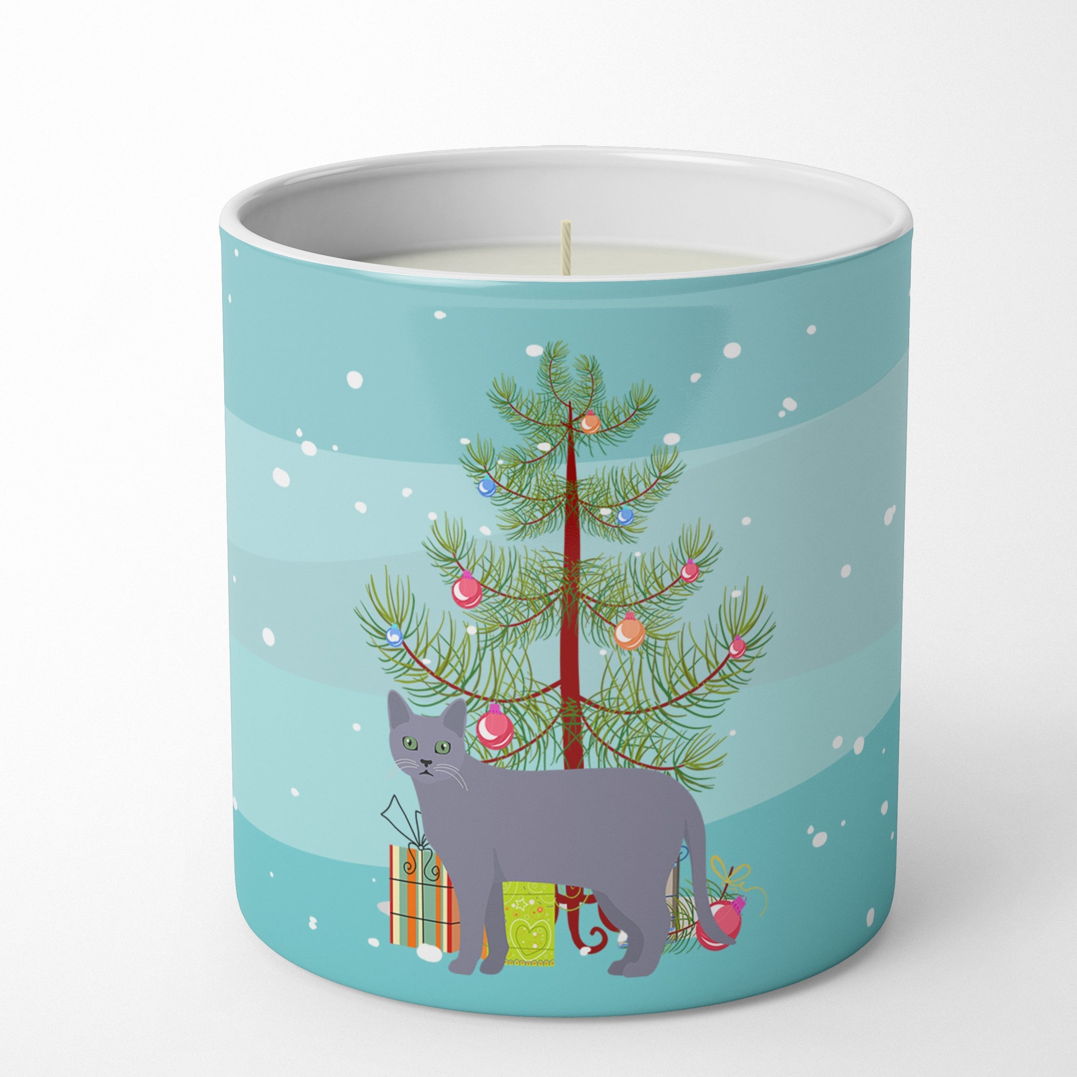 Korat Cat Christmas Decorative Soy Candle Nature Soy Wax Essential Oil Home Decor Ideal for Bedroom Kitchen Bath Office Gift, 10 oz