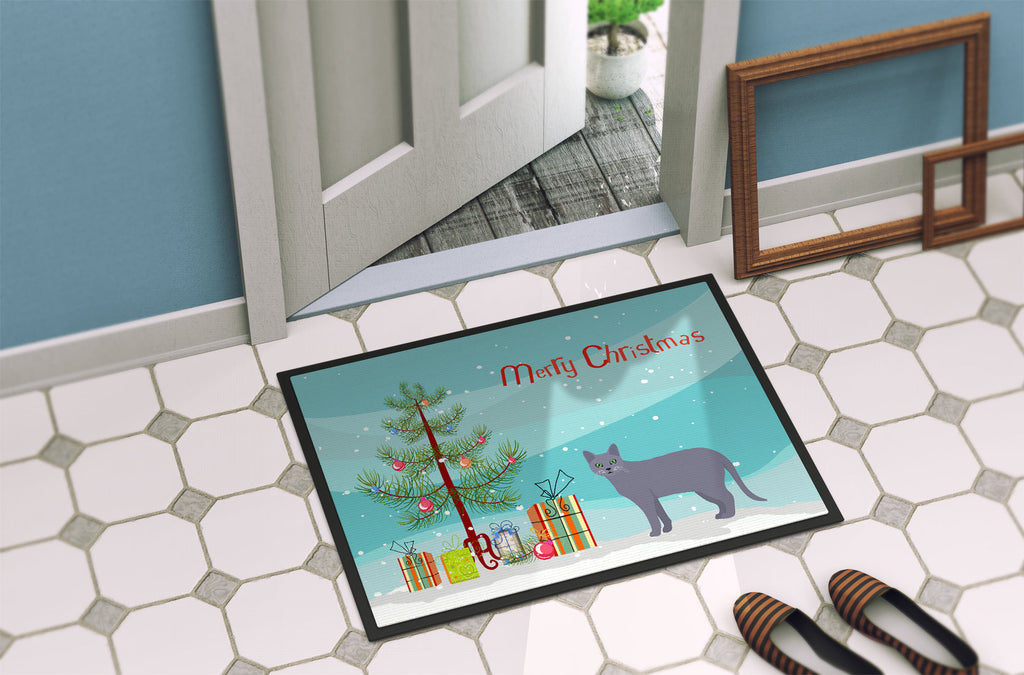 Korat Cat Christmas Doormat Indoor Outdoor 18H X 27W Front Door Mat Rugs for Entryway, Non Slip Washable