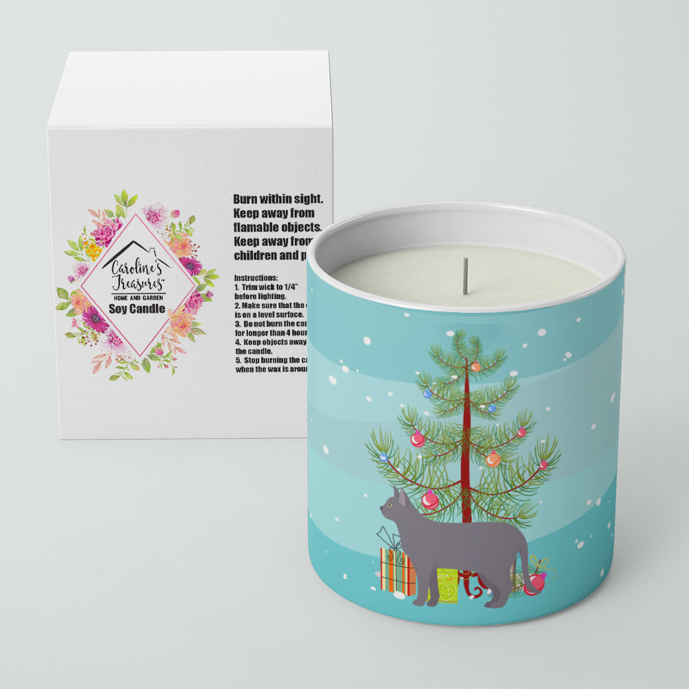 Korat Cat Christmas Decorative Soy Candle Nature Soy Wax Essential Oil Home Decor Ideal for Bedroom Kitchen Bath Office Gift, 10 oz