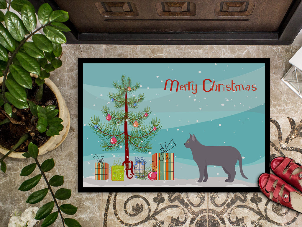 Korat Cat Christmas Doormat Indoor Outdoor 24H X 36W Front Door Mat Rugs for Entryway, Non Slip Washable Low Pile,