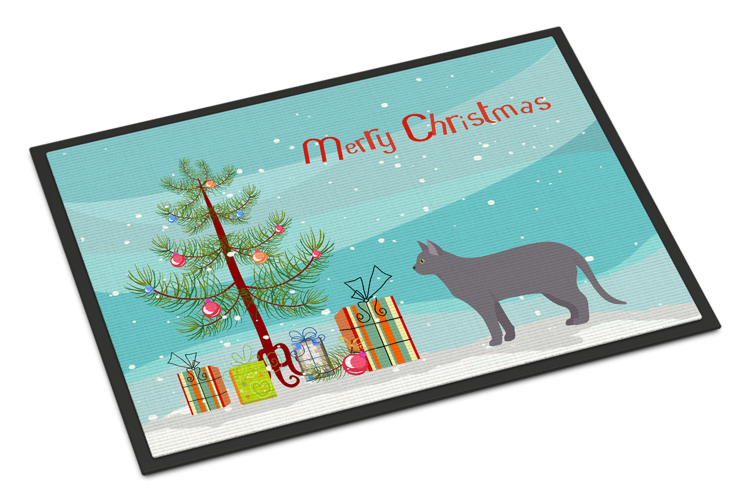 Korat Cat Christmas Doormat Indoor Outdoor 18H X 27W Front Door Mat Rugs for Entryway, Non Slip Washable
