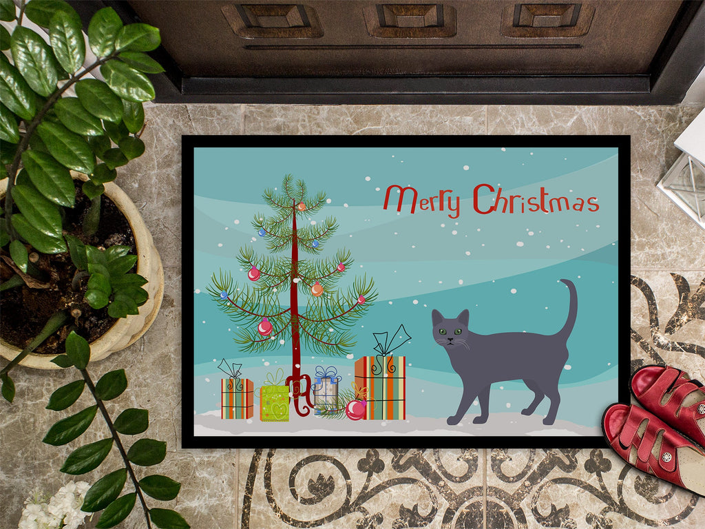Korat Cat Christmas Doormat Indoor Outdoor 24H X 36W Front Door Mat Rugs for Entryway, Non Slip Washable Low Pile,