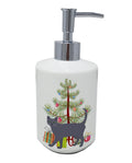 Korat Cat Christmas Ceramic Soap Dispenser , Empty Refillable Hand Soap Pump Bottle for Bathroom Kitchen