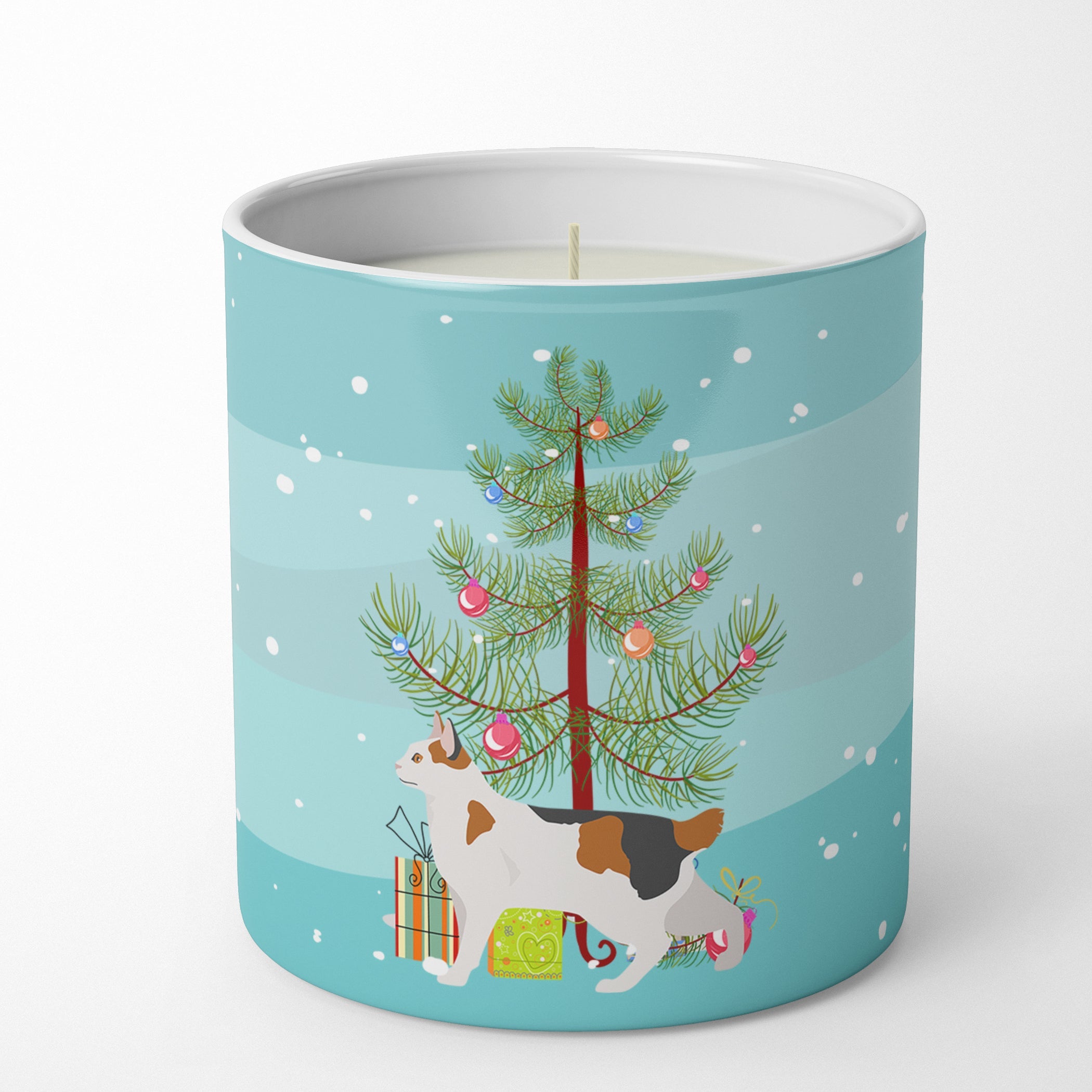 Korean Bobtail Cat Christmas Decorative Soy Candle Nature Soy Wax Essential Oil Home Decor Ideal for Bedroom Kitchen Bath Office Gift, 10 oz