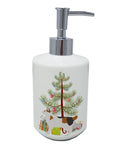 Korean Bobtail Cat Christmas Ceramic Soap Dispenser , Empty Refillable Hand Soap Pump Bottle for Bathroom Kitchen