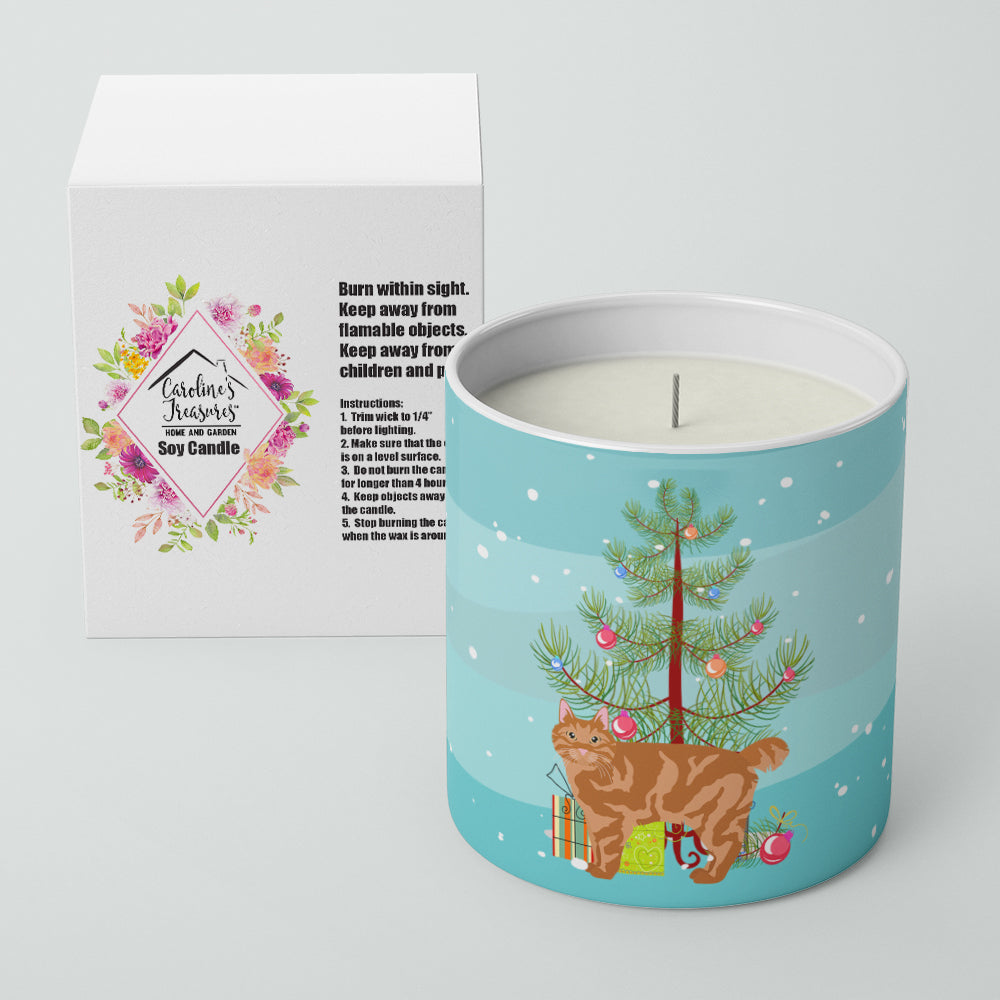 Kurilian Bobtail Cat Christmas Decorative Soy Candle Nature Soy Wax Essential Oil Home Decor Ideal for Bedroom Kitchen Bath Office Gift, 10 oz