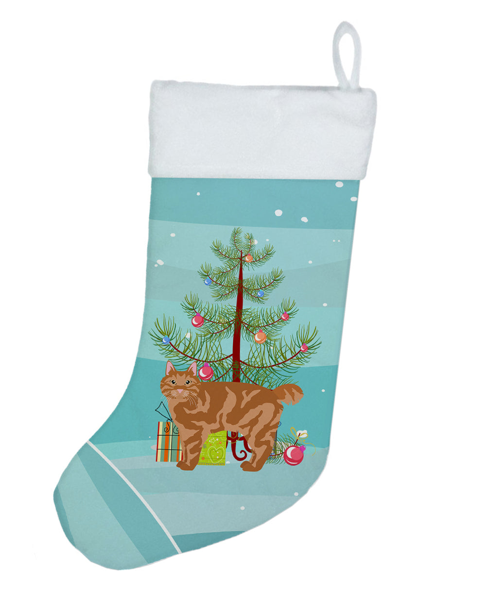 Kurilian Bobtail Cat Christmas Holiday Stocking Double-Sided Print, Polyester Suede,11x18, Made in USA