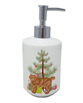 Kurilian Bobtail Cat Christmas Ceramic Soap Dispenser , Empty Refillable Hand Soap Pump Bottle for Bathroom Kitchen