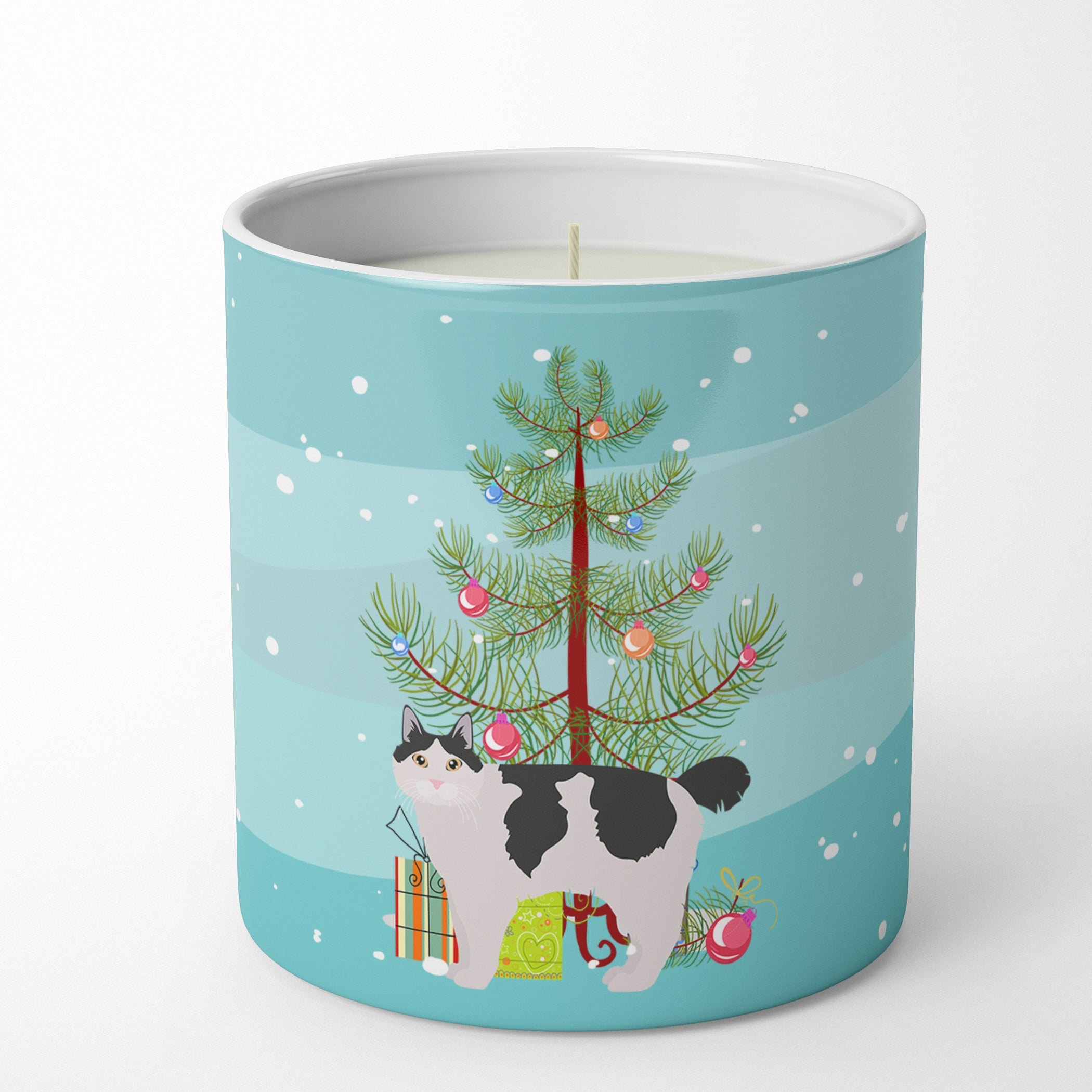 Kurilian Bobtail Cat Christmas Decorative Soy Candle Nature Soy Wax Essential Oil Home Decor Ideal for Bedroom Kitchen Bath Office Gift, 10 oz