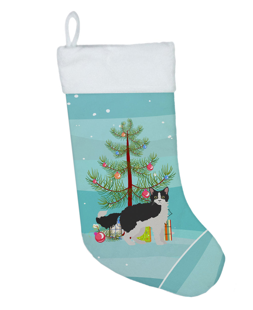 La Perm Cat Christmas Holiday Stocking Double-Sided Print, Polyester Suede,11x18, Made in USA