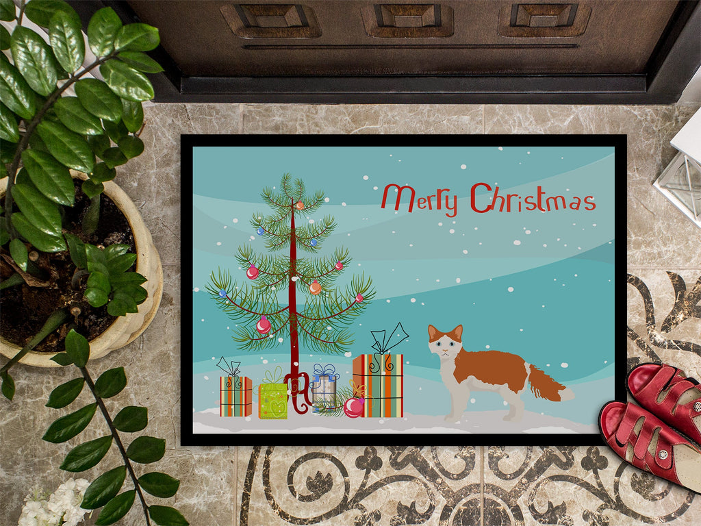 La Perm Cat Christmas Doormat Indoor Outdoor 24H X 36W Front Door Mat Rugs for Entryway, Non Slip Washable Low Pile,