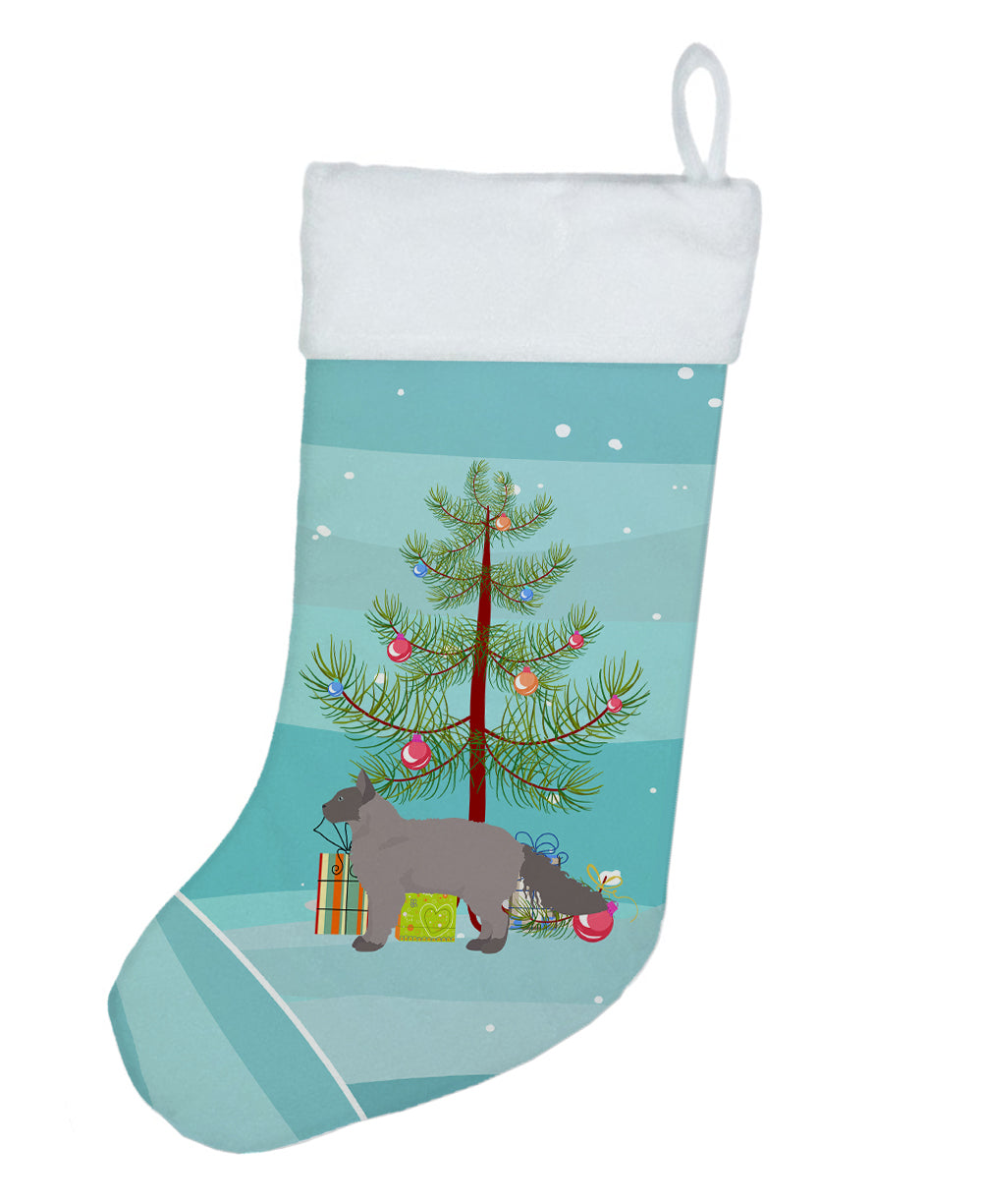 La Perm Cat Merry Christmas Holiday Stocking Double-Sided Print, Polyester Suede,11x18, Made in USA