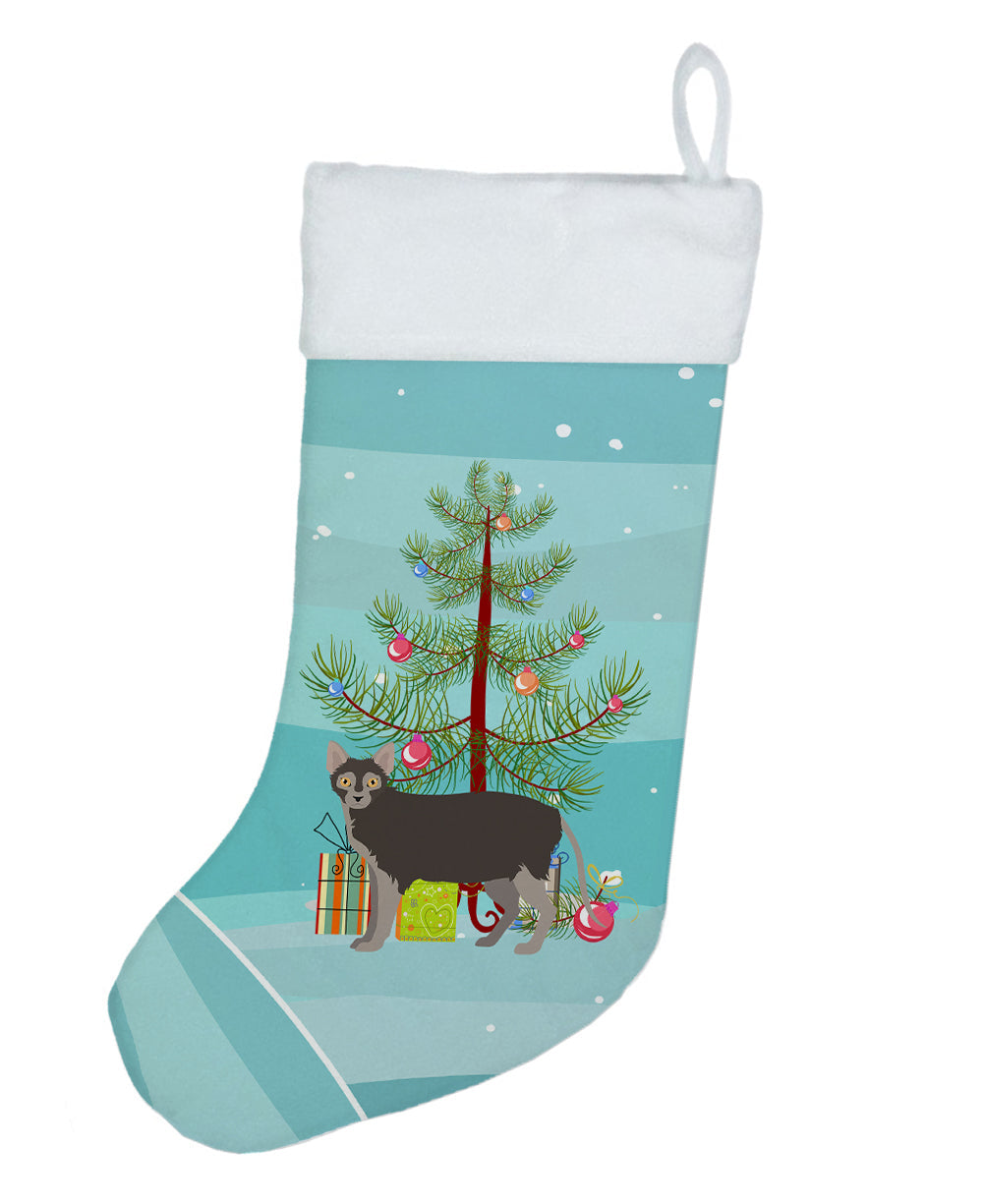Lykoi Cat Merry Christmas Holiday Stocking Double-Sided Print, Polyester Suede,11x18, Made in USA