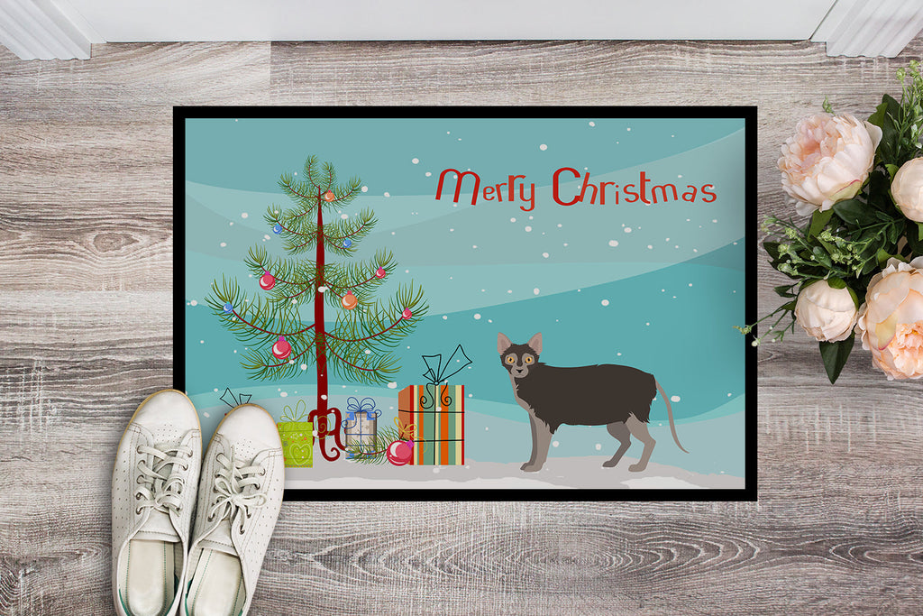 Lykoi Cat Merry Christmas Doormat Indoor Outdoor 24H X 36W Front Door Mat Rugs for Entryway, Non Slip Washable Low Pile,