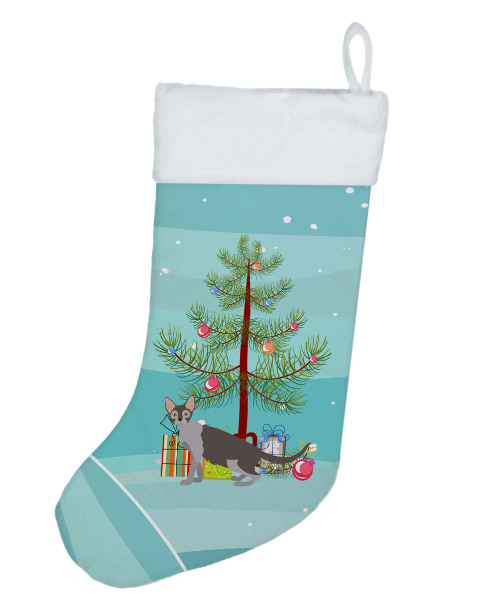 Lykoi Cat Merry Christmas Holiday Stocking Double-Sided Print, Polyester Suede,11x18, Made in USA
